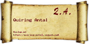 Quiring Antal névjegykártya